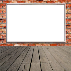 Blank billboard on brick wall