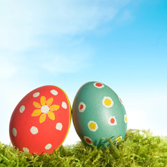 Frohe Ostern, Ostereier, handbemalt