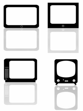 blank old, retro and modern tv set