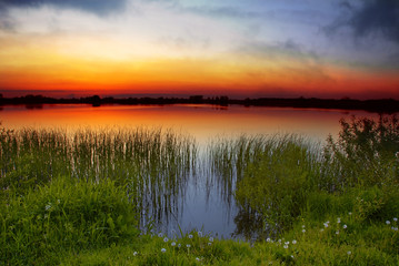 Dusk by the lake