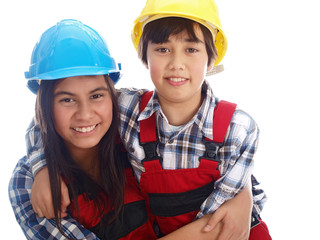 kids in construction workwear