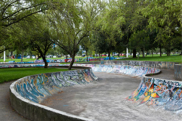 Skateboarding with graffiti