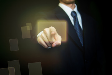 Man pressing touch screen button