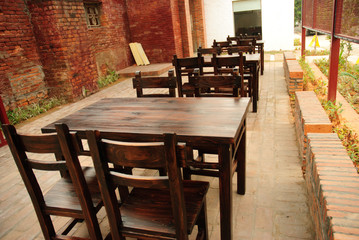 wooden chair desk outdoor