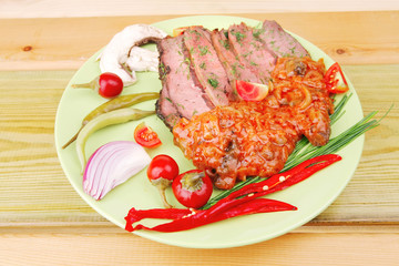 beef slices on plate