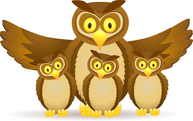 Owl cartoon family