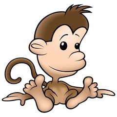 Small Monkey - colored cartoon illustration