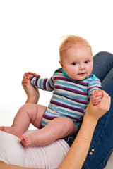 Fototapeta premium Mother with happy and cute infant baby girl