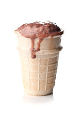 chocolate ice cream in a waffle cup