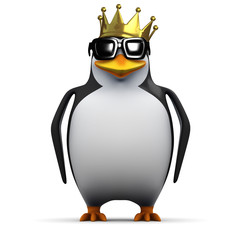 3d King penguin stands proud in his gold crown