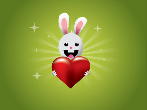 Little rabbit holding heart