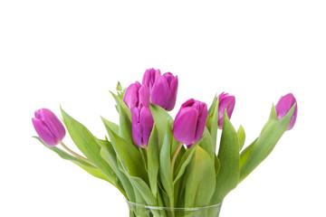 Vase with purple tulips