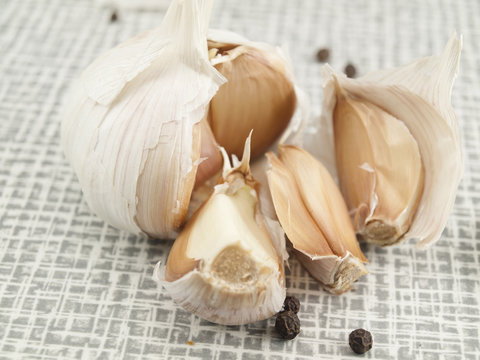 Garlic on a table