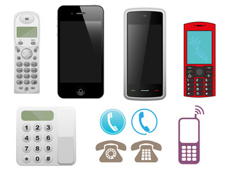 Different phone set. Vector illustration.