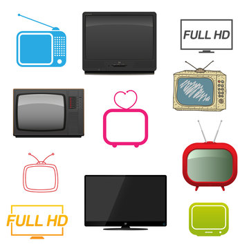 Set of different tv. Vector illustration.