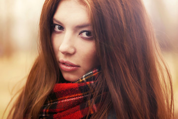 portrait of beautiful girl. photo with warm colors