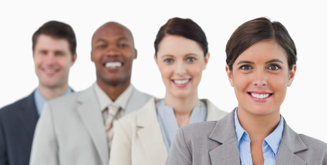 Fototapeta premium Smiling young salesteam standing together