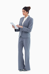 Businesswoman using tablet computer