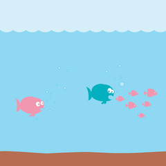 funny cartoon fishes underwater