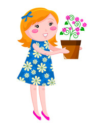 girl holding a flowerpot