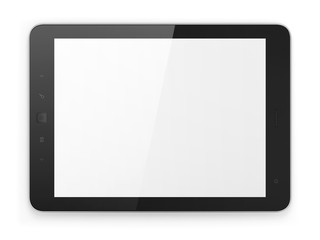 Black tablet pc on white background