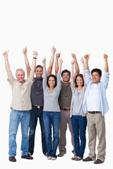 Obraz premium Smiling group of friends giving thumbs up