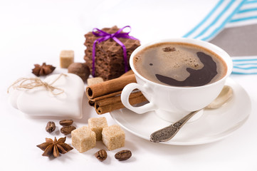 Coffee and waffles for a delicious breakfast