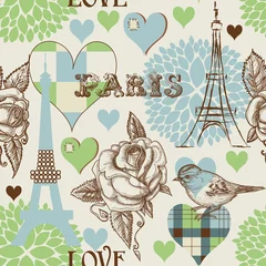 Deurstickers Parijs naadloos patroon © Danussa