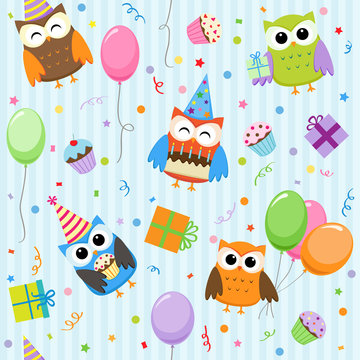 Vector background with party owls