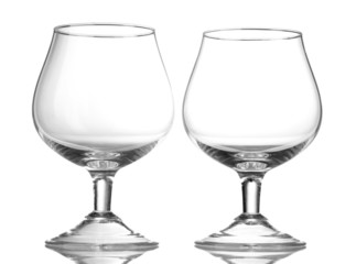 Two empty glasses isolated on white