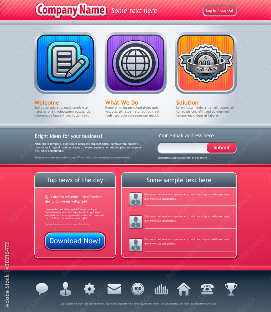Poster web site design template, vector. (real size)