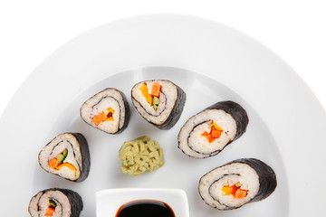 Japanese Traditional Cuisine - sushi on white