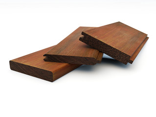 several pieces of grooved wooden boards