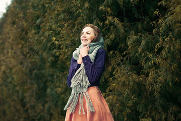 Fototapeta premium beautiful girl in the park in autumn