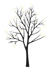 Black tree silhouette on white background