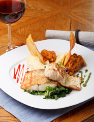 roasted pikeperch fillet with mashed potatoes