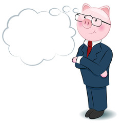Thinking Businessman Pig