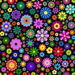 Panele Szklane Podświetlane  colorful flower on black background