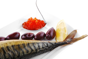 smoked herring and red caviar