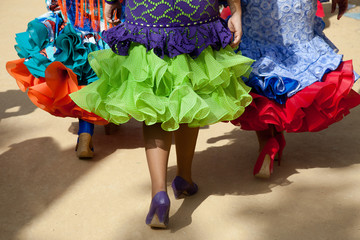Flamenco dresses in Andalusia, Spain - obrazy, fototapety, plakaty