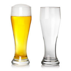 full and empty beer glass