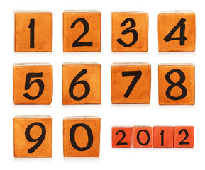 numbers on wooden painted cubes