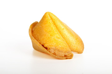 Chinese fortune cookie. Shot on white background