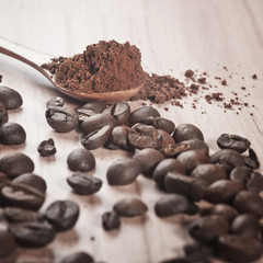 Coffee beans and cocoa