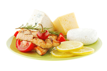 dry cheeses and salmon