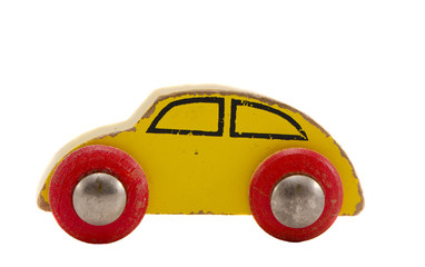 isolated wooden car toy