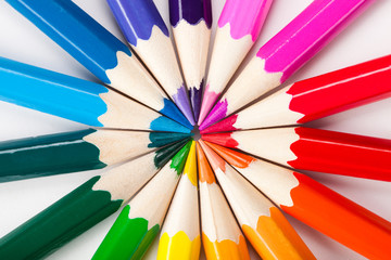 color pencils on white background
