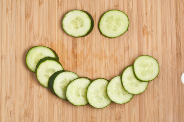 Positive face expression from cucumber's