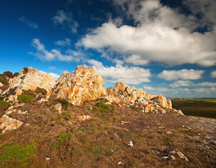 Panoramic of the cliffs of Cabo de Peñas in Asturias