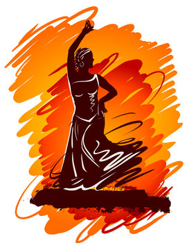 flamenco dancer silhouette orange background clip art preview